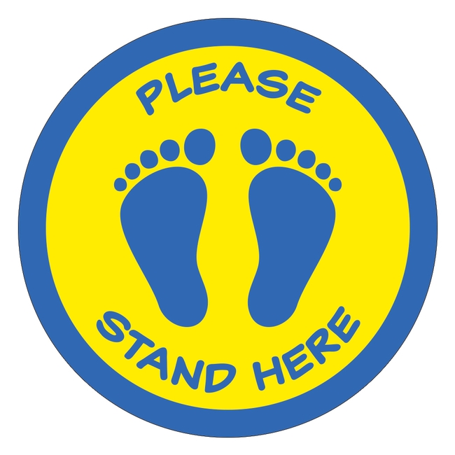 COVID-19 School Please Stand Here Floor Sticker Blue